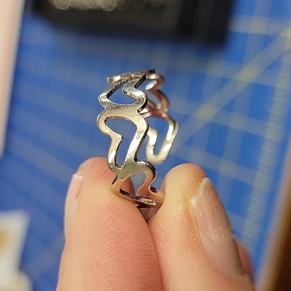 Heart Open Silver Tone Ring Size 7.5 Adjustable - Picture 1 of 3